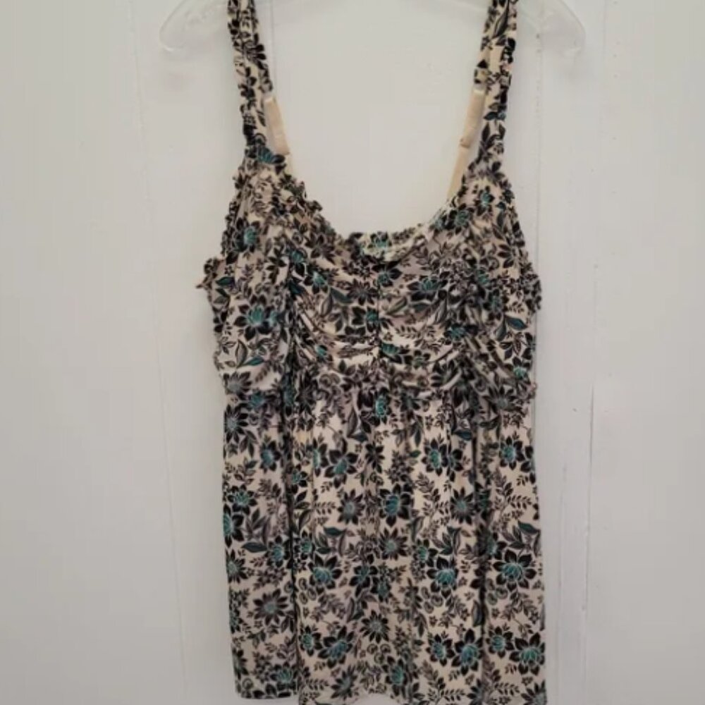 Babydoll Stretch Mesh Shirred Bodice Tank Top